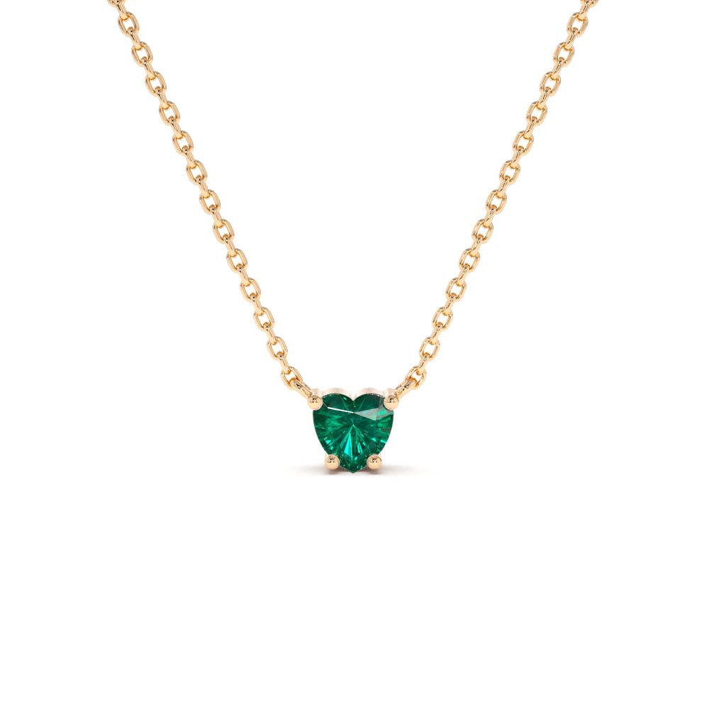 Heart-Shape Emerald Necklace in 14K Gold — view 4
