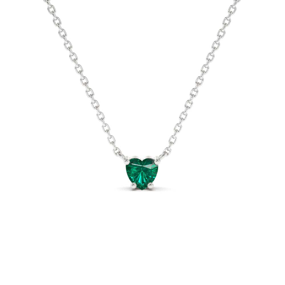 Heart-Shape Emerald Necklace in 14K Gold — view 3