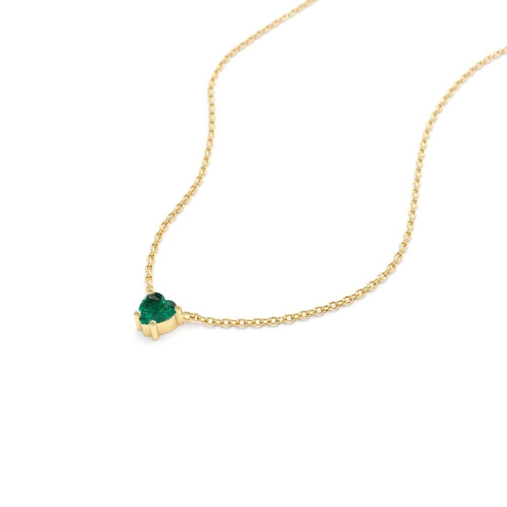 Heart-Shape Emerald Necklace in 14K Gold — view 2
