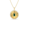 Emerald and Diamond Medallion Necklace in 14K Gold — view 1