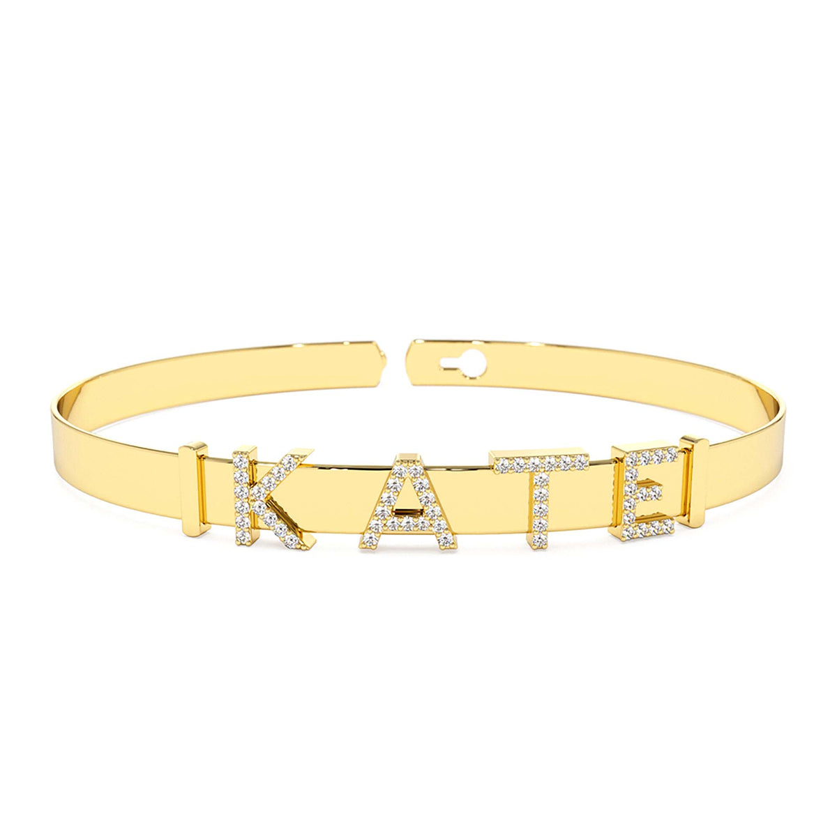 5MM Sliding Diamond Initials Bangle in 14K Gold — view 7