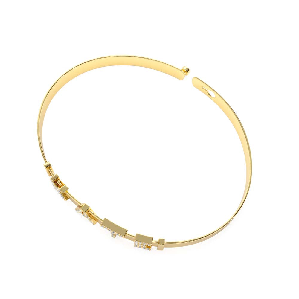 5MM Sliding Diamond Initials Bangle in 14K Gold — view 2
