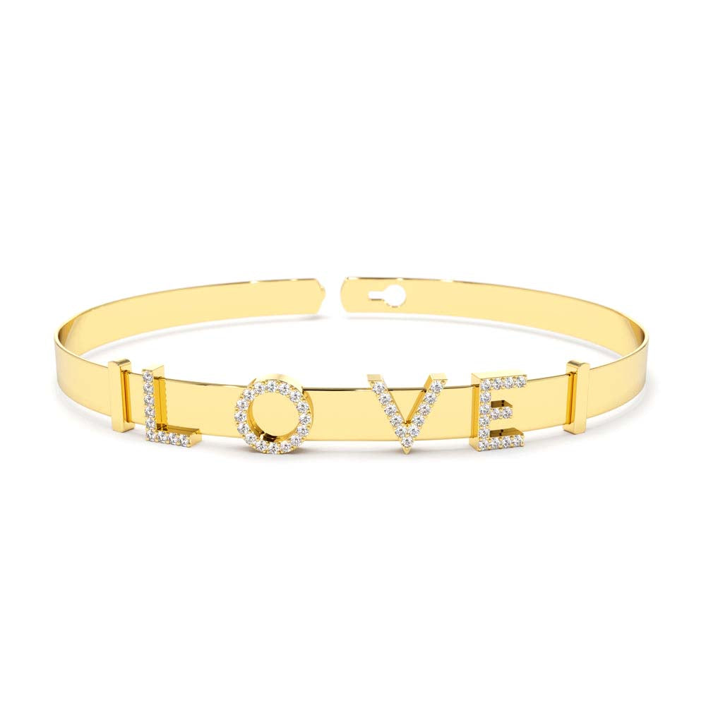 5MM Sliding Diamond Initials Bangle in 14K Gold — view 3