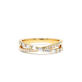 Mix Baguette and Round Diamond Crossover Ring in 14K Gold — view 1