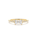Baguette and Round Diamond Bow Ring in 14K Gold — view 1
