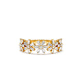 Baguette Diamond Multi Flower Design Ring in 14K Gold — view 1