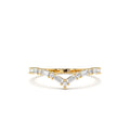 Baguette and Round Diamond Chevron Ring in 14K Gold — view 1