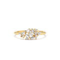 Baguette and Round Diamond Dainty Cluster Ring in 14K Gold — view 1