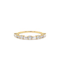 Baguette and Round Diamond Alternating Ring in 14K Gold — view 1