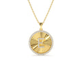 Diamond Initial Ballerina Disc Necklace in 14K Gold — view 1