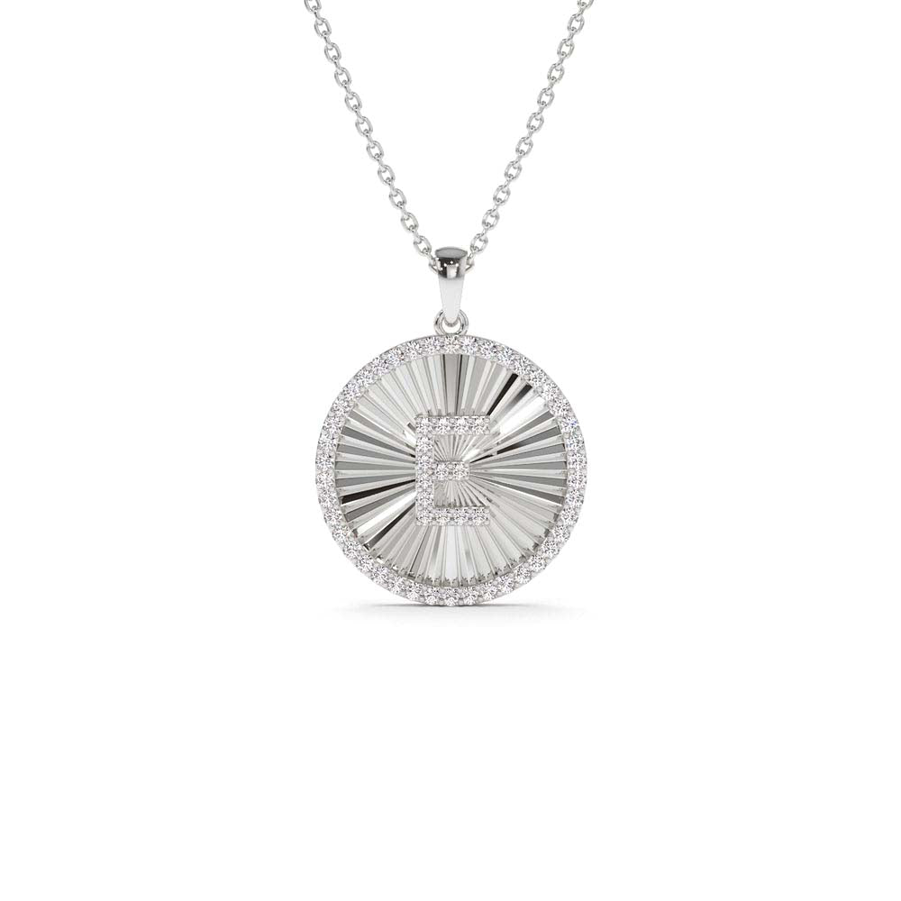 Diamond Initial Ballerina Disc Necklace in 14K Gold — view 3