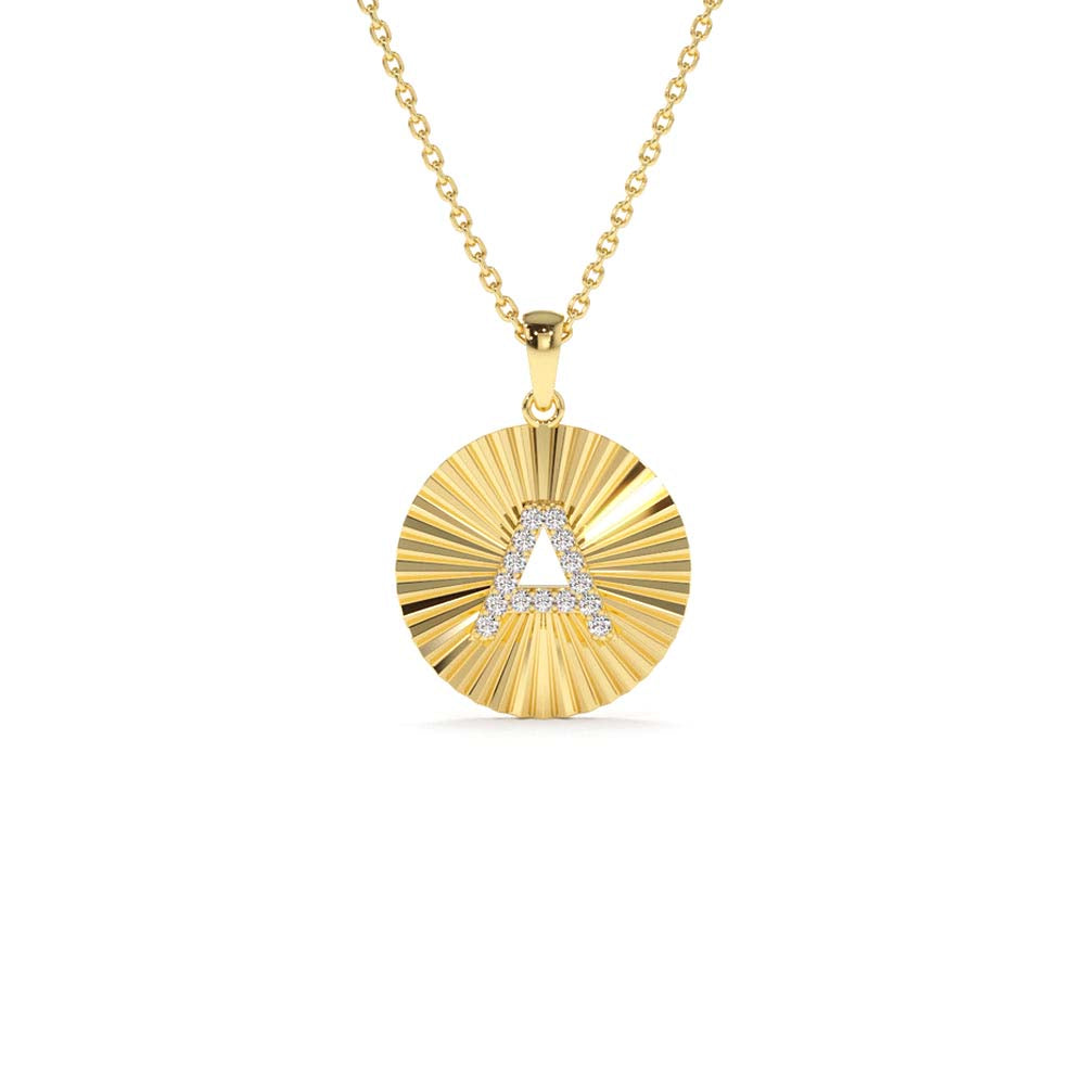 Sparkle Disc Diamond Initial Necklace in 14K Gold — view 1