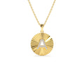 Sparkle Disc Diamond Initial Necklace in 14K Gold — view 1