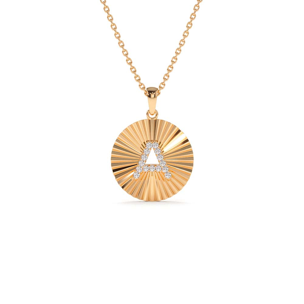 Sparkle Disc Diamond Initial Necklace in 14K Gold — view 4
