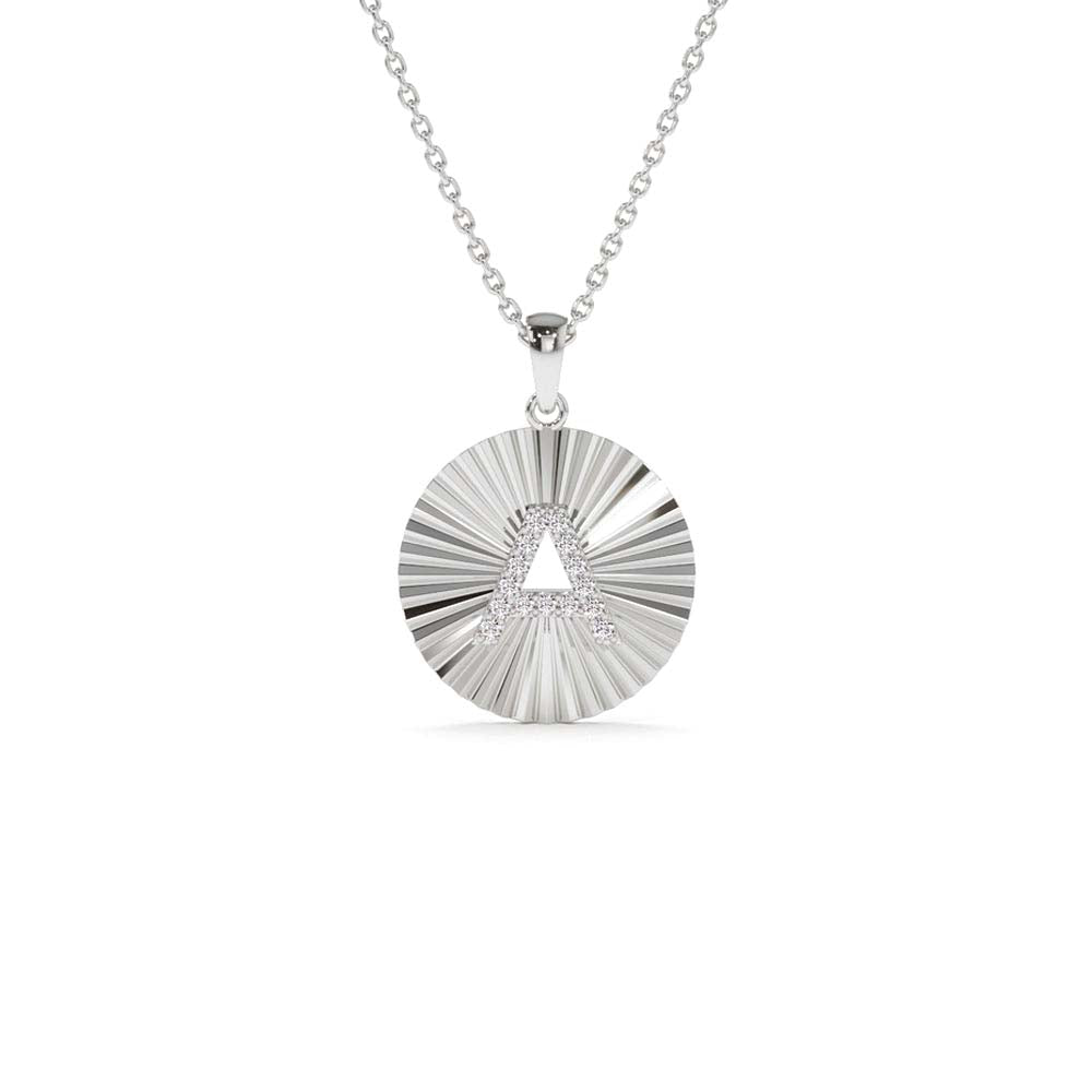 Sparkle Disc Diamond Initial Necklace in 14K Gold — view 3
