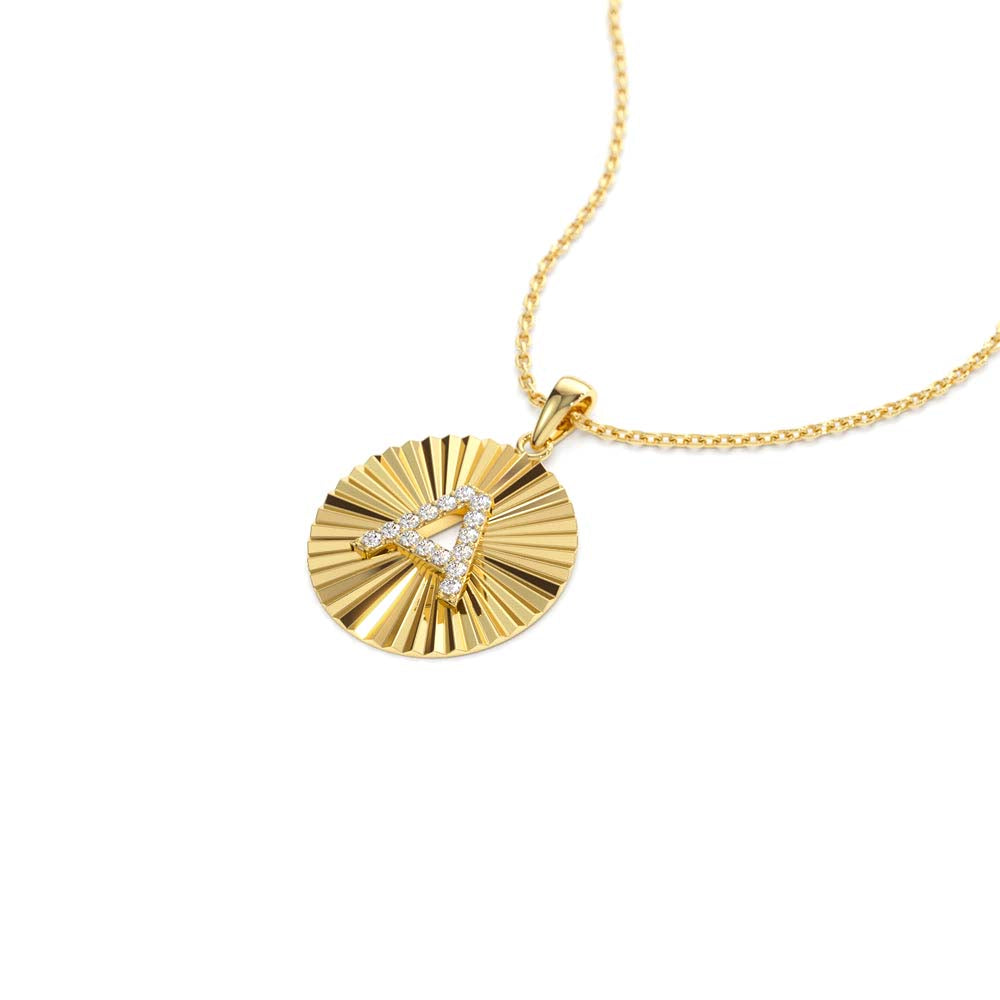 Sparkle Disc Diamond Initial Necklace in 14K Gold — view 2