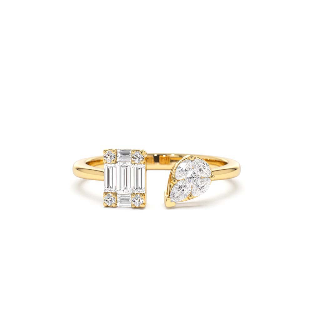 Illusion Setting Diamond Toi et Moi Ring in 14K Gold — view 1