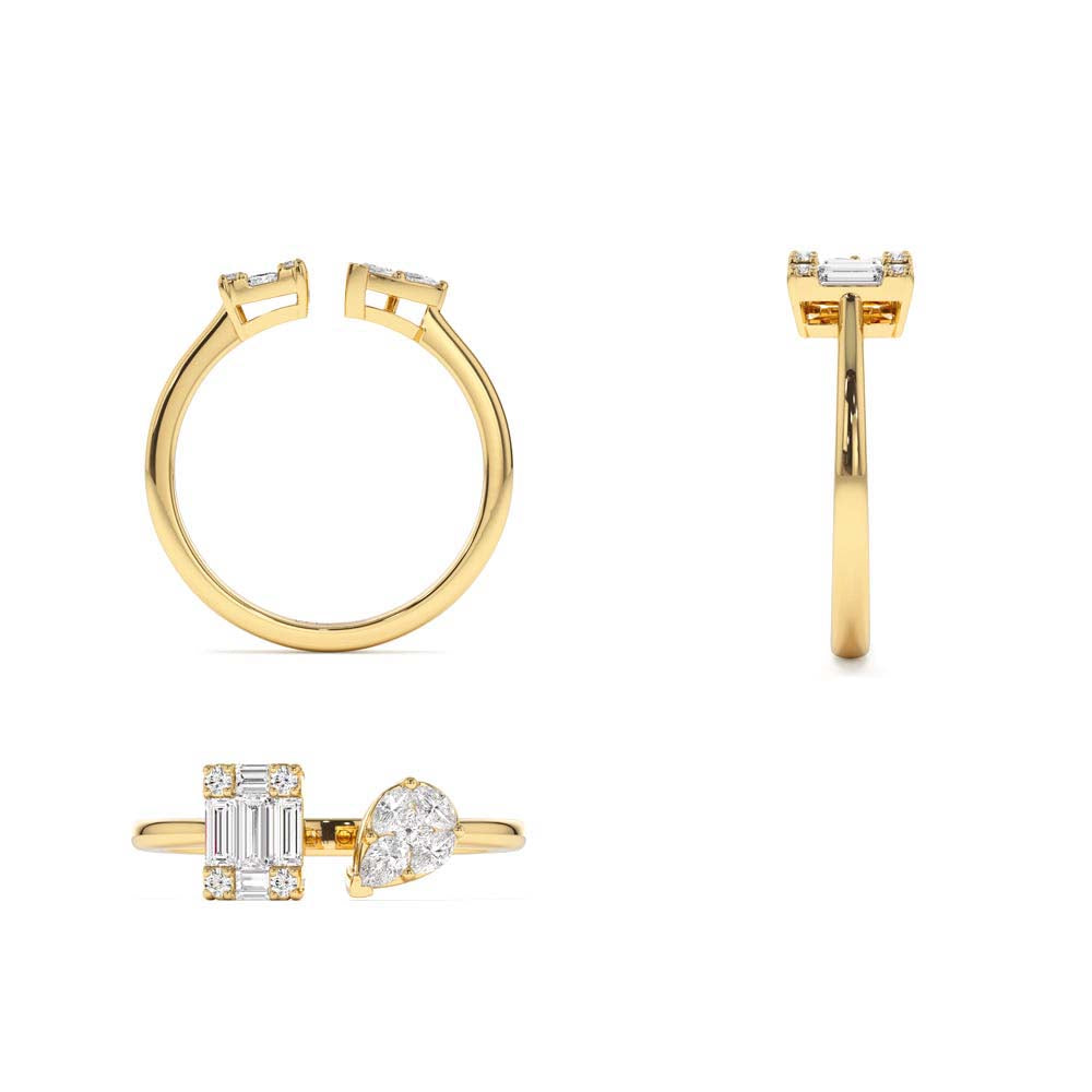 Illusion Setting Diamond Toi et Moi Ring in 14K Gold — view 3