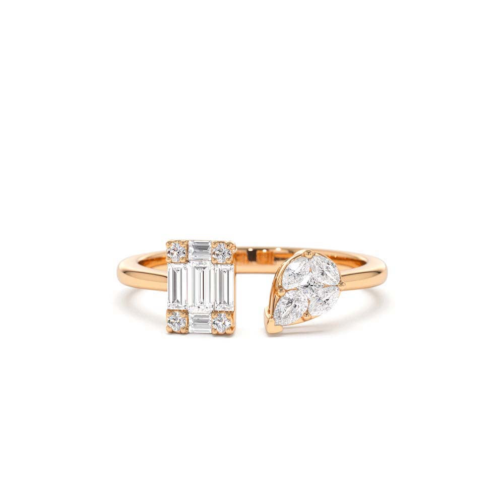 Illusion Setting Diamond Toi et Moi Ring in 14K Gold — view 5
