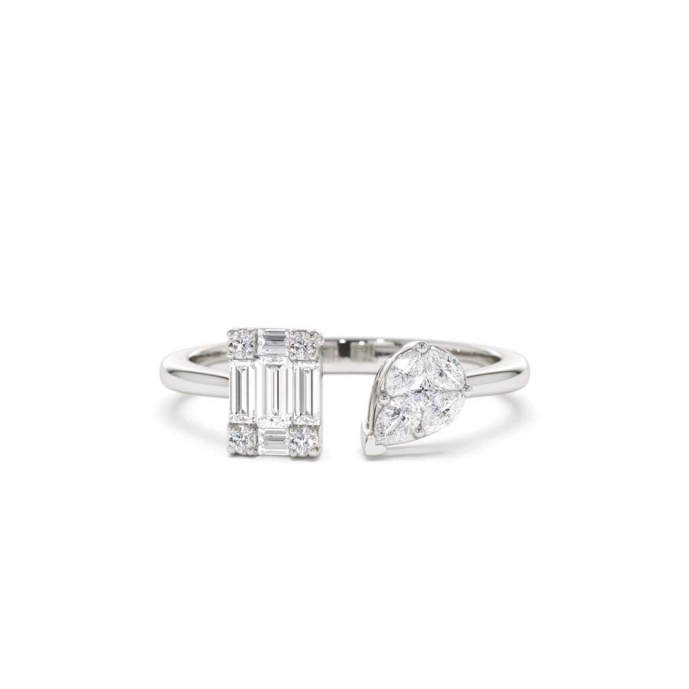 Illusion Setting Diamond Toi et Moi Ring in 14K Gold — view 4