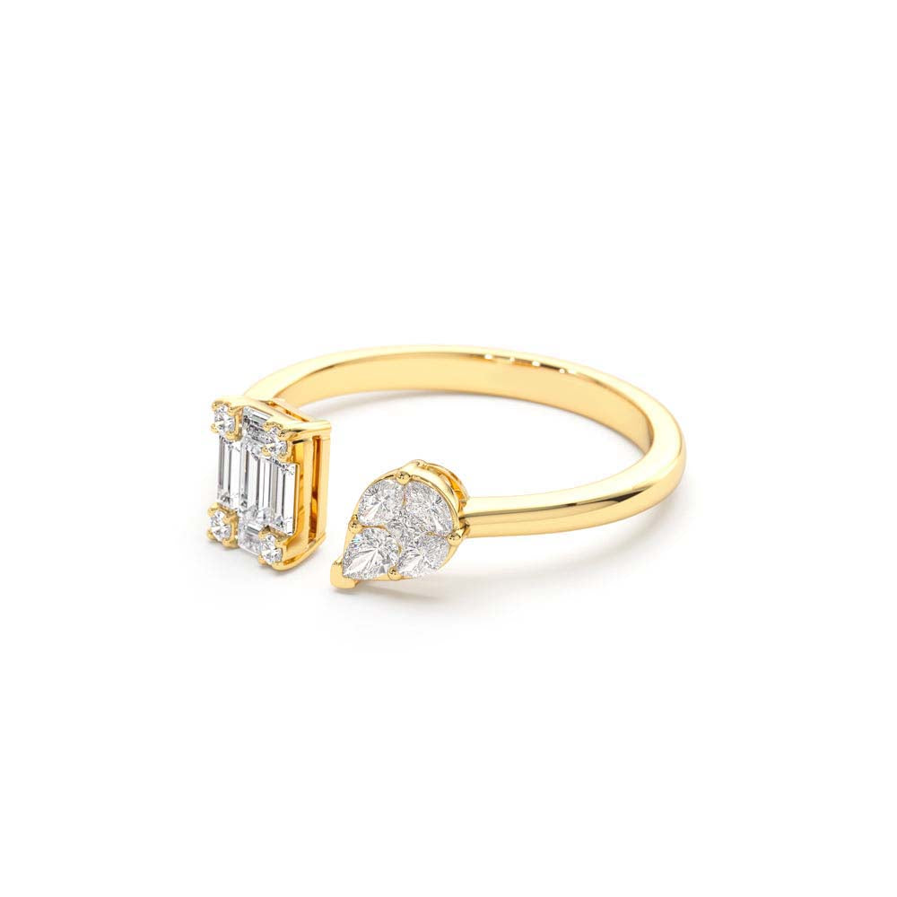 Illusion Setting Diamond Toi et Moi Ring in 14K Gold — view 2