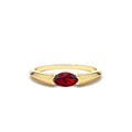Horizontal Marquise Shape Natural Ruby Ring in 14K Gold — view 1