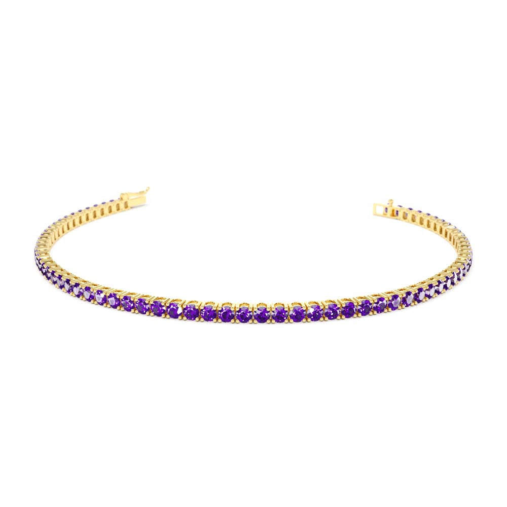 Prong Setting Amethyst Tennis Bracelet in 14K Gold — view 1