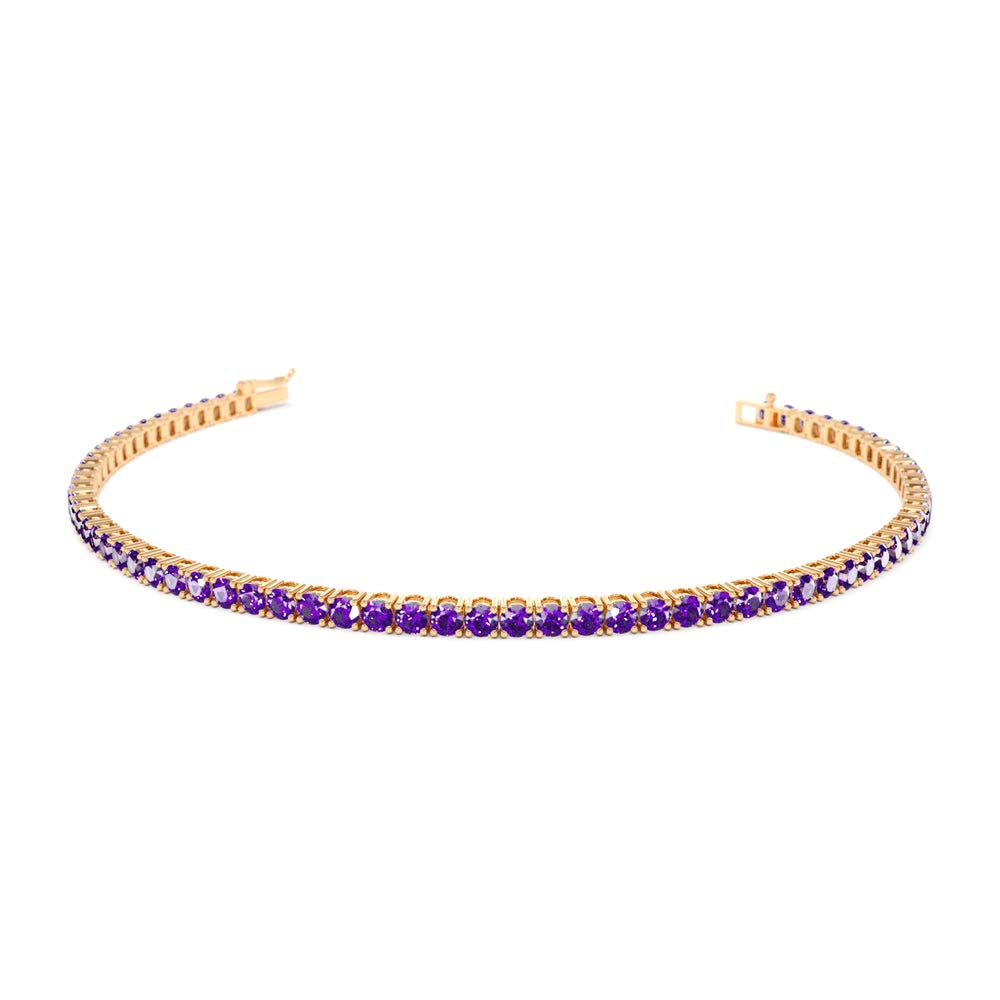Prong Setting Amethyst Tennis Bracelet in 14K Gold — view 4