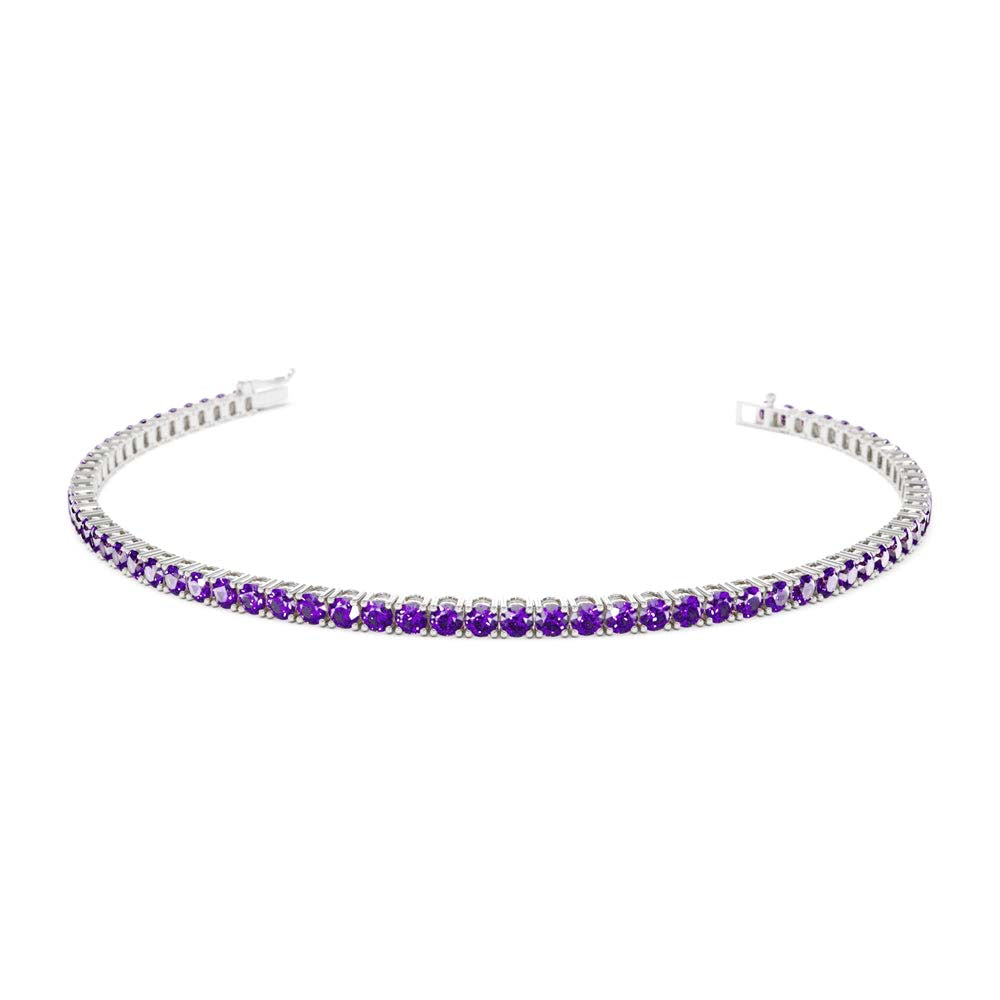 Prong Setting Amethyst Tennis Bracelet in 14K Gold — view 3