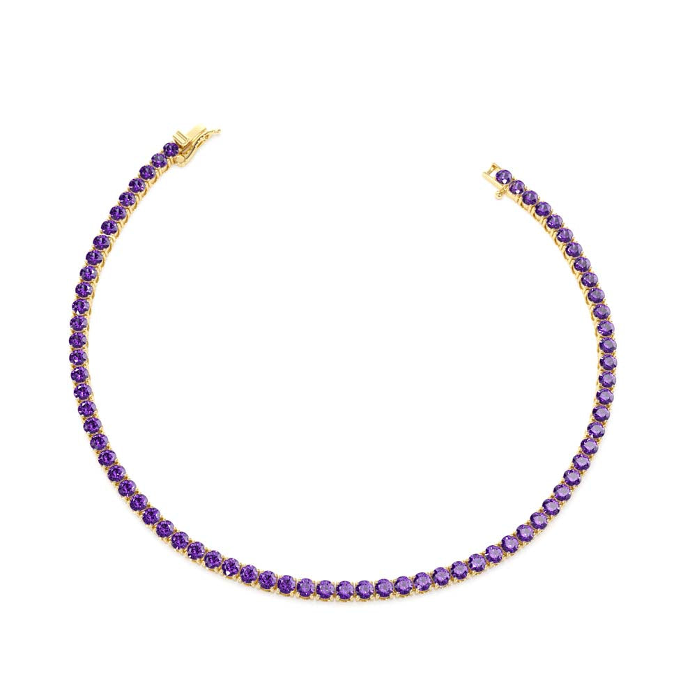 Prong Setting Amethyst Tennis Bracelet in 14K Gold — view 2
