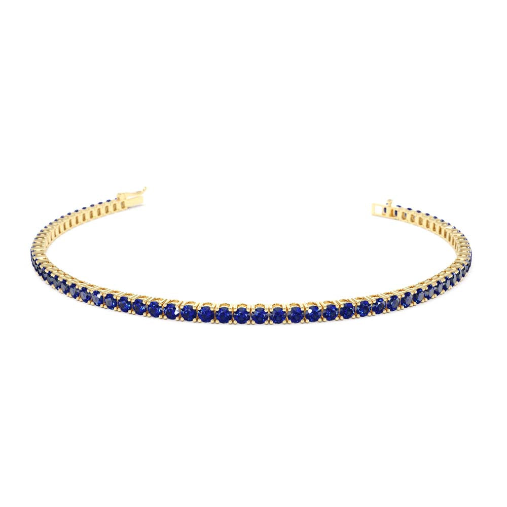 Prong Setting Sapphire Tennis Bracelet in 14K Gold — view 1