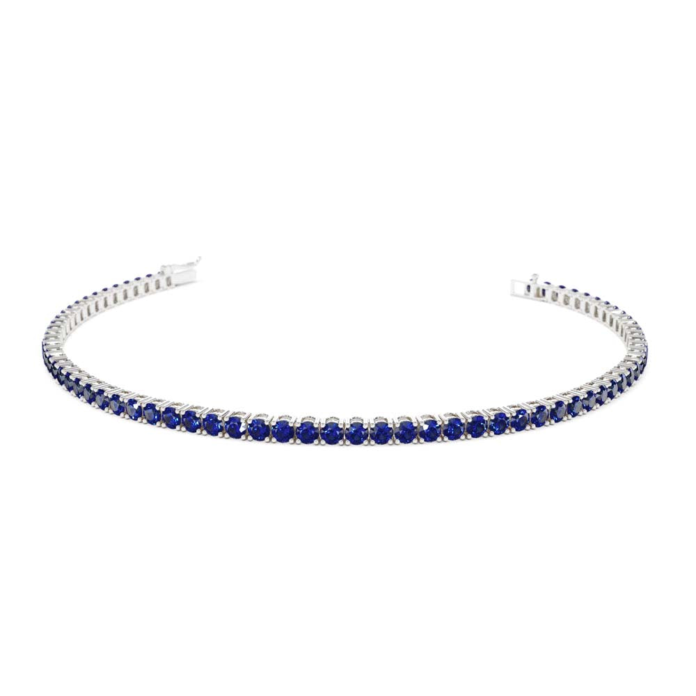 Prong Setting Sapphire Tennis Bracelet in 14K Gold — view 3