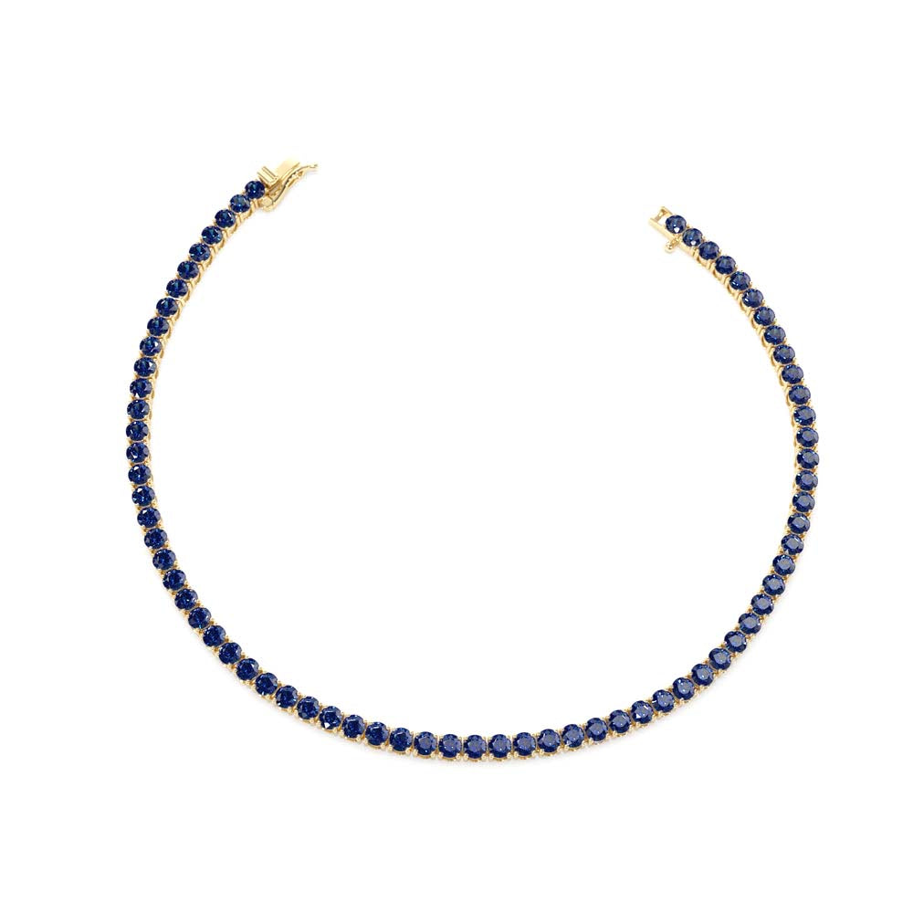Prong Setting Sapphire Tennis Bracelet in 14K Gold — view 2