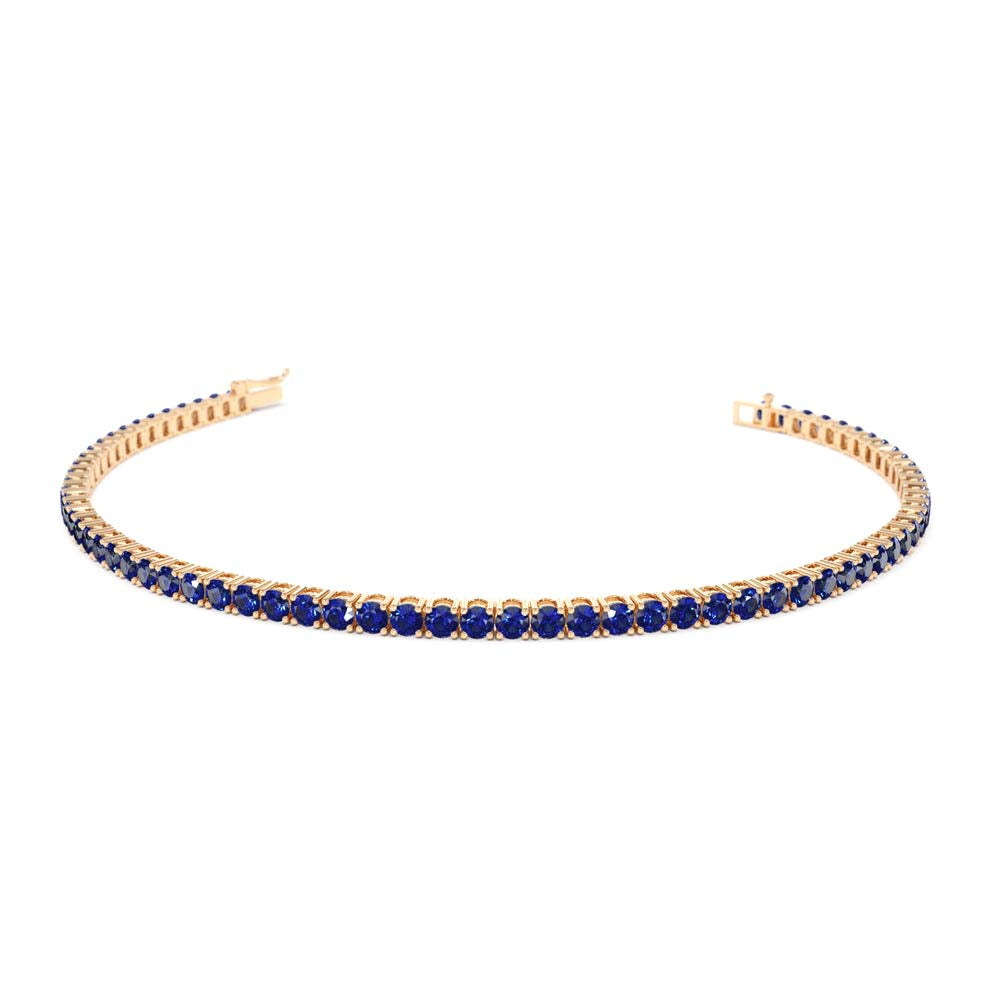 Prong Setting Sapphire Tennis Bracelet in 14K Gold — view 4