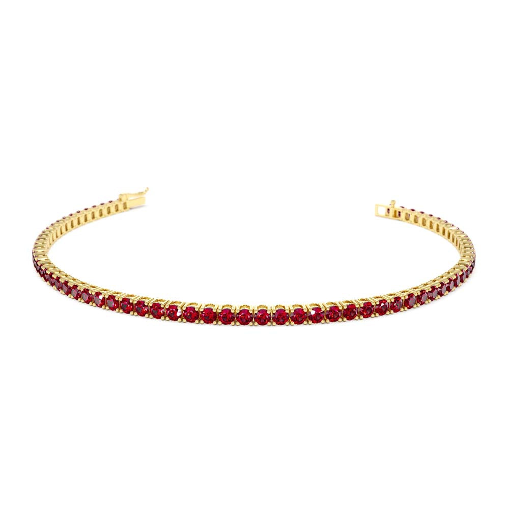 Prong Setting Ruby Tennis Bracelet in 14K Gold — view 1