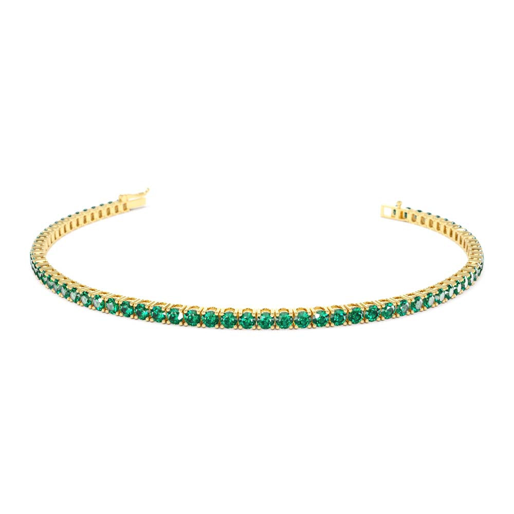 Prong Setting Emerald Tennis Bracelet in 14K Gold — view 1