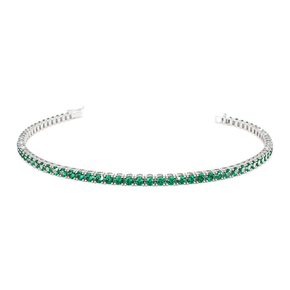 Prong Setting Emerald Tennis Bracelet in 14K Gold — view 3