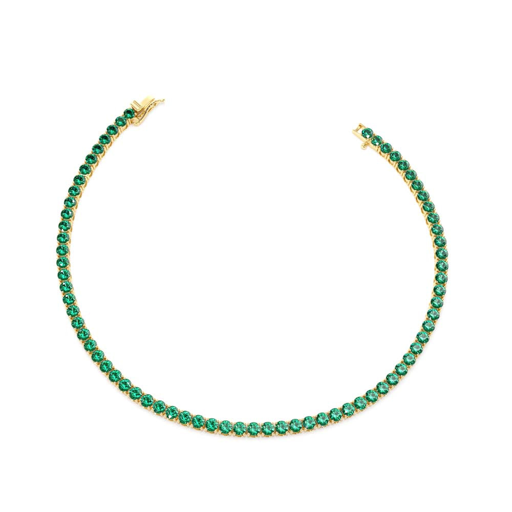 Prong Setting Emerald Tennis Bracelet in 14K Gold — view 2