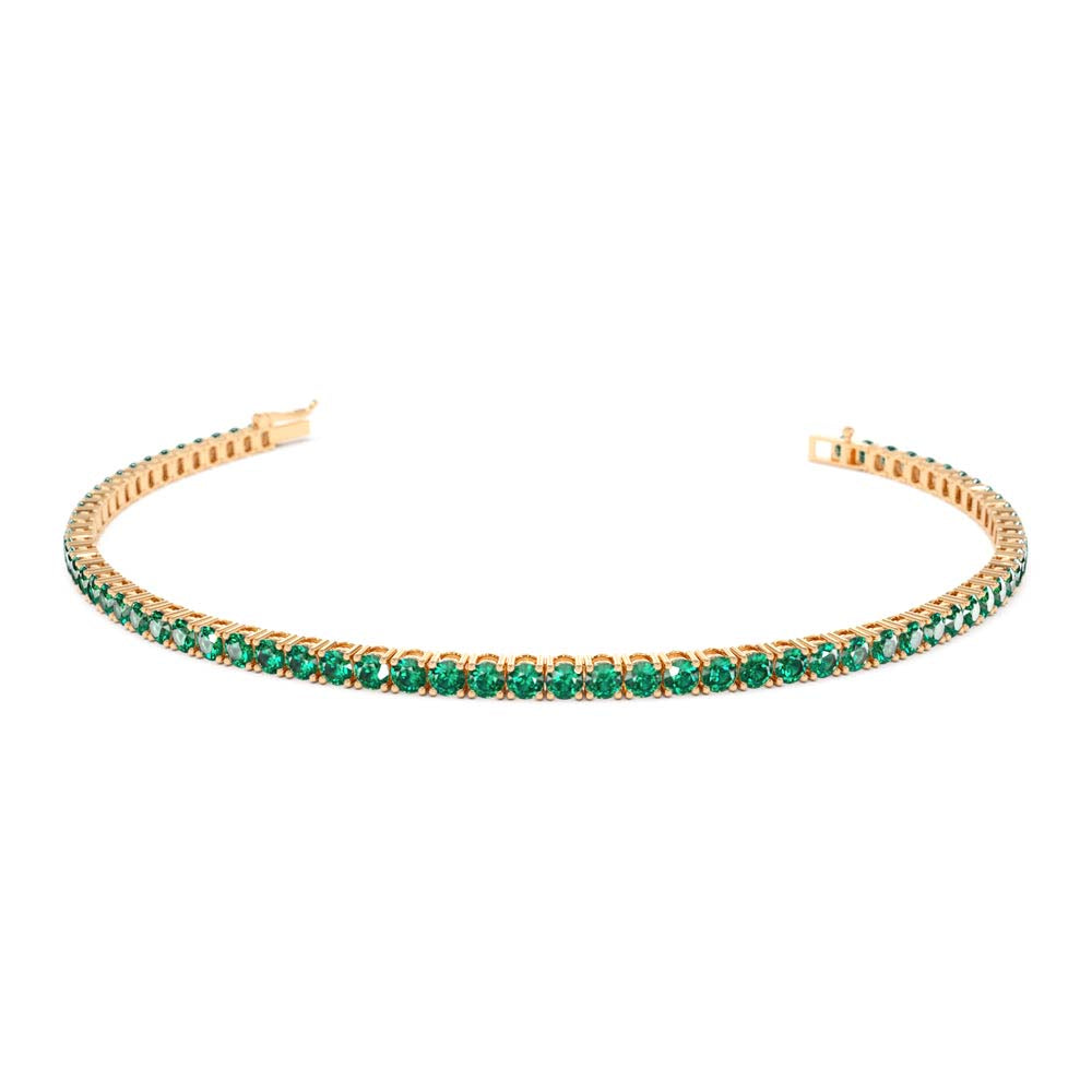 Prong Setting Emerald Tennis Bracelet in 14K Gold — view 4