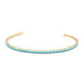Prong Setting Turquoise Tennis Bracelet in 14K Gold — view 1