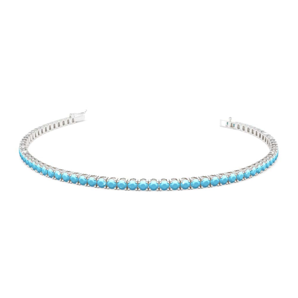 Prong Setting Turquoise Tennis Bracelet in 14K Gold — view 3