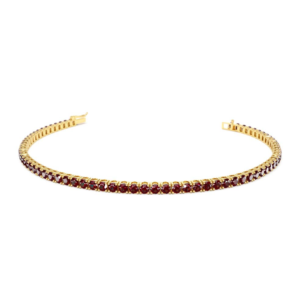 Prong Setting Red Garnet Tennis Bracelet in 14K Gold — view 1