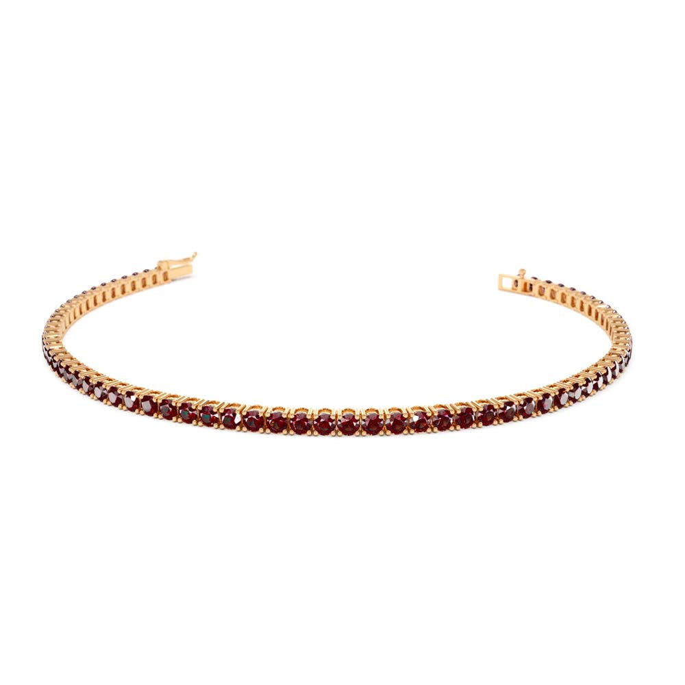 Prong Setting Red Garnet Tennis Bracelet in 14K Gold — view 3