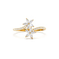Marquise Diamond Flower Bypass Ring in in 14K Gold — view 1