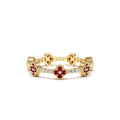 Full Eternity Clover Ruby and Diamond Ring in in 14K Gold — view 1