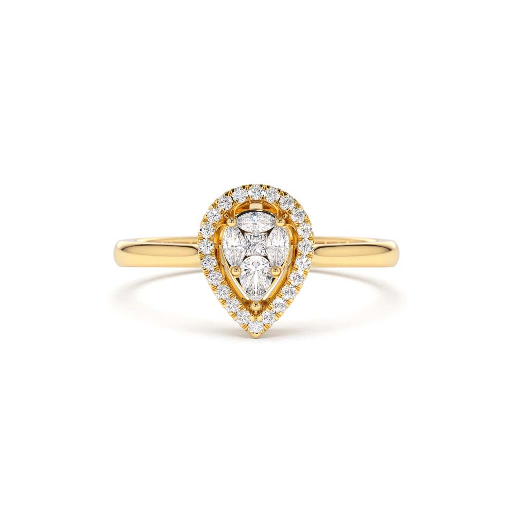 Illusion Set Pear Shape Engagement Ring in in 14K Gold — view 1