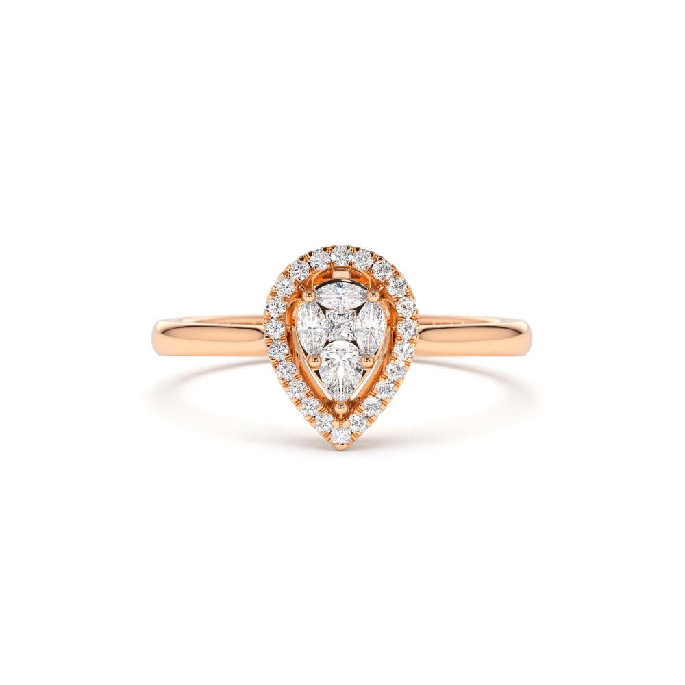 Illusion Set Pear Shape Engagement Ring in in 14K Gold — view 5