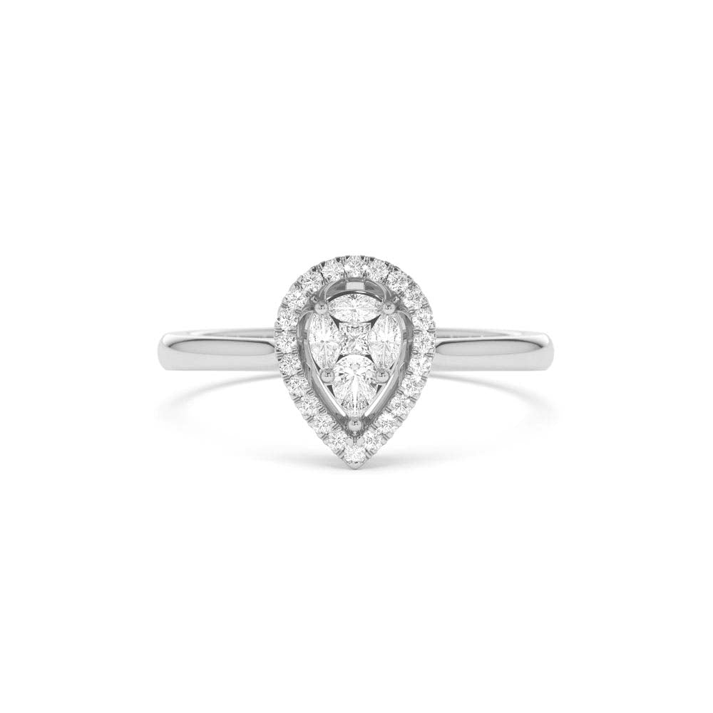 Illusion Set Pear Shape Engagement Ring in in 14K Gold — view 4