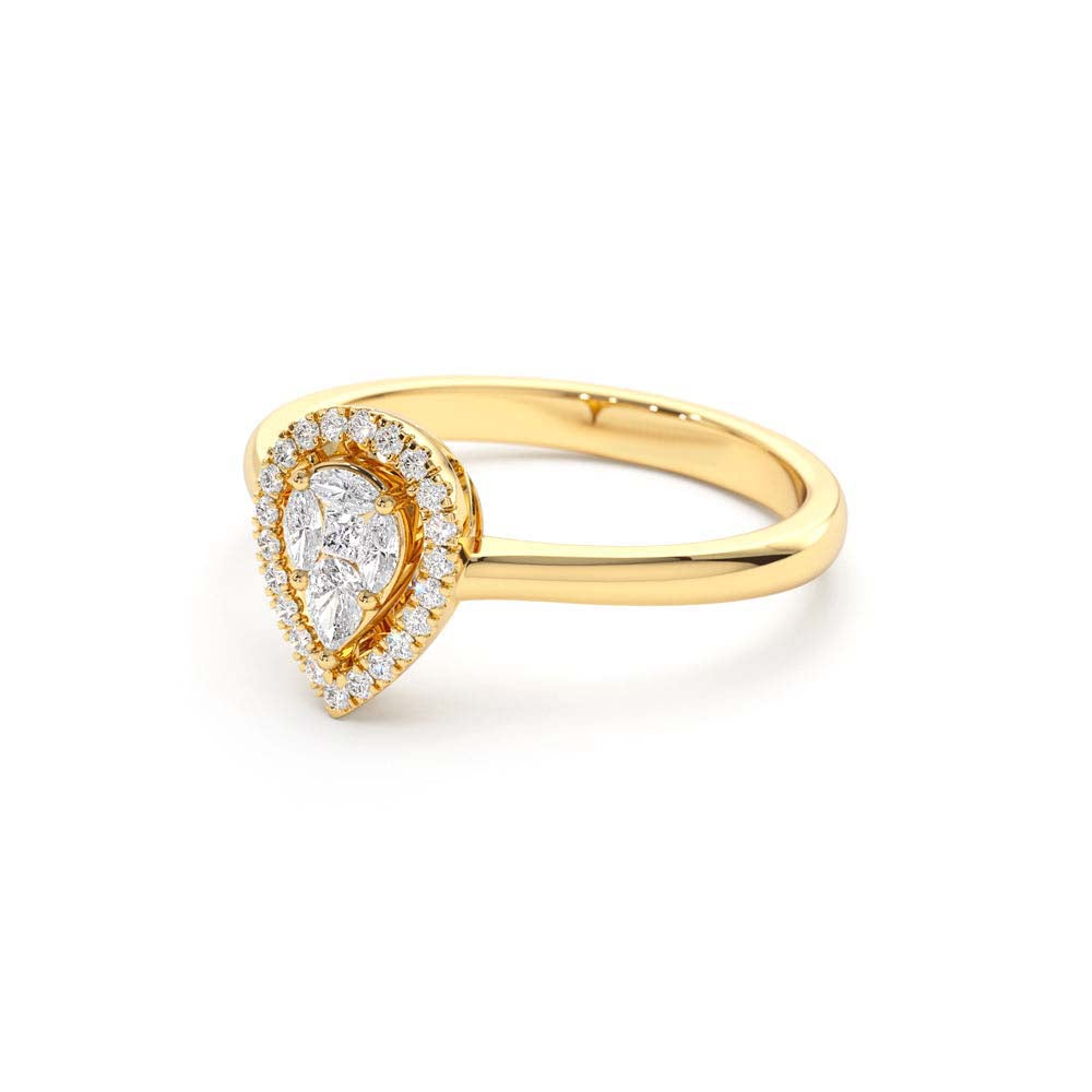 Illusion Set Pear Shape Engagement Ring in in 14K Gold — view 2