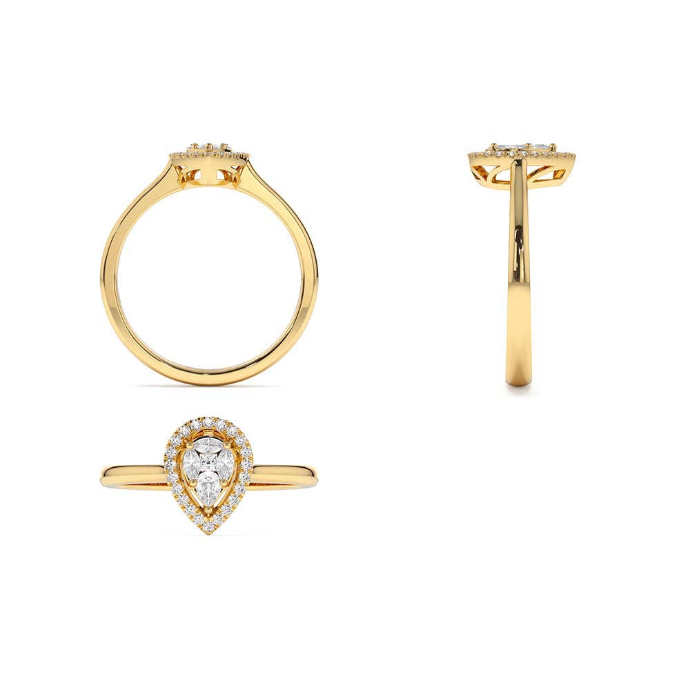 Illusion Set Pear Shape Engagement Ring in in 14K Gold — view 3